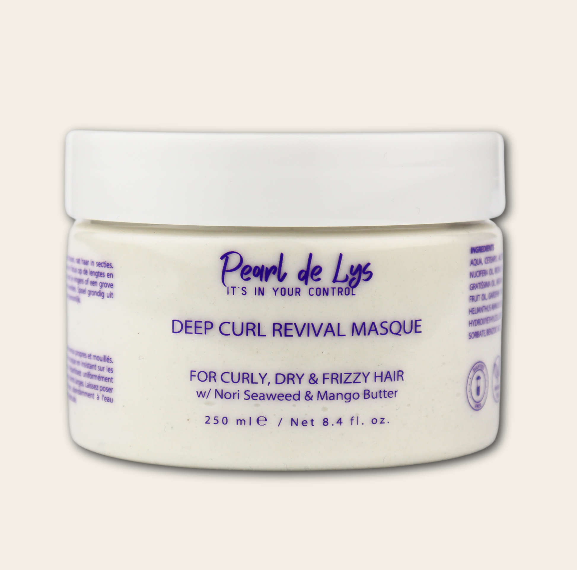 Pearl De Lys deep hydration hair mask jar for curly dry hair